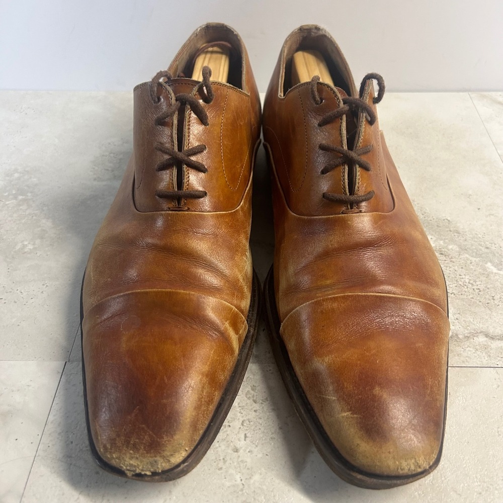 Magnanni Cap Toe Oxford Cognac Leather Mens 11.5 M 15959 Spain Dress Shoes